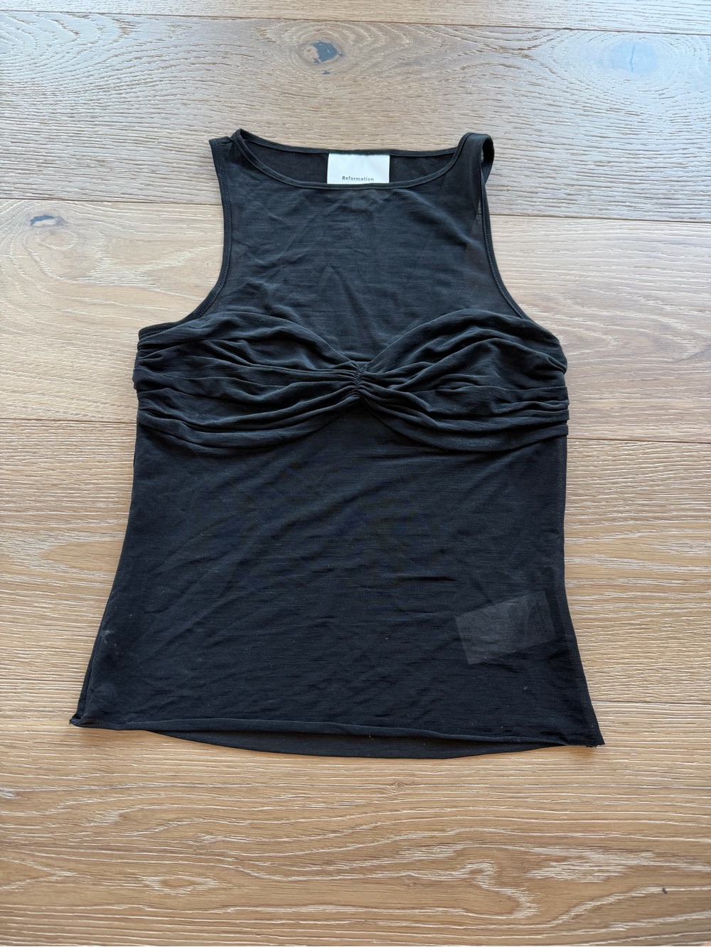 Reformation Black sleeveless mesh tank